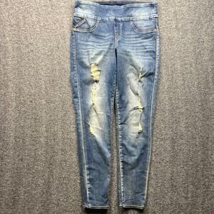 Rock & Republic Fever Jeans Womens 10 M Blue Distressed Denim  Pull On Leggings
